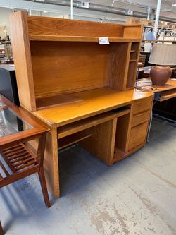 Large oak wood 2pc desk (in store)