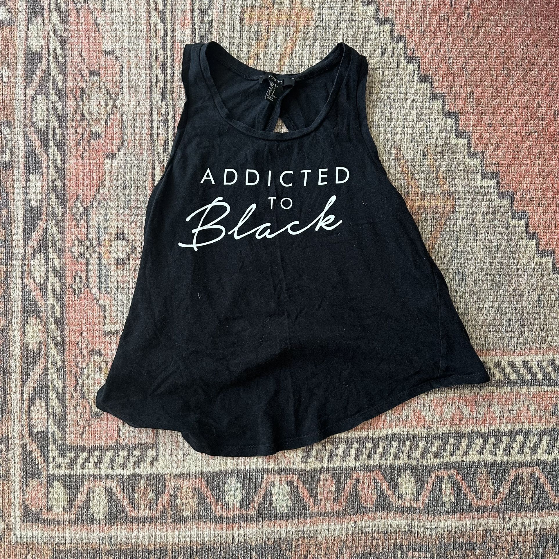 Forever 21 Black “Addicted to Black” Graphic Muscle Top