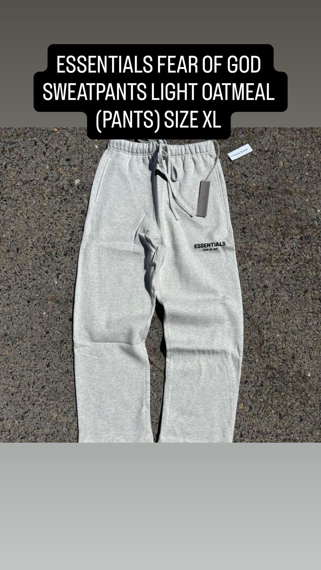 🔥 FEAR OF GOD ESSENTIALS LIGHT OATMEAL FLEECE PANTS – SIZE XL