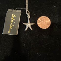 Sterling Silver Cookie Lee Star Fish Necklace 