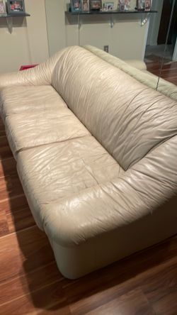 Authentic Italian leather sleeper sofa