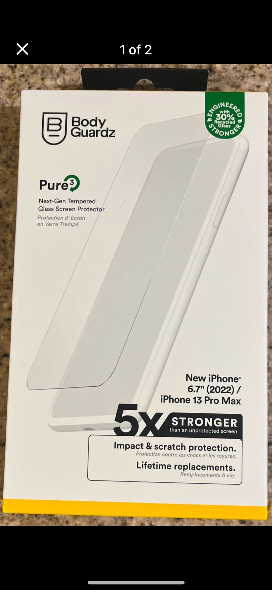 BodyGuardz Pure3 Screen Protector Apple iPhone 13 Pro Max Tempered Glass