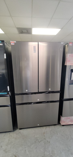 Stainless 4‑Door French Door Fridge – Flex Drawer, LED, Clean