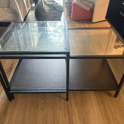 Glass & Metal Coffee Table with Matching Side Table – Modern & Sleek