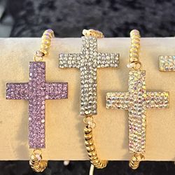 Pulceras Artesanales De Ojo Turco Y Cruz Brillantes . 