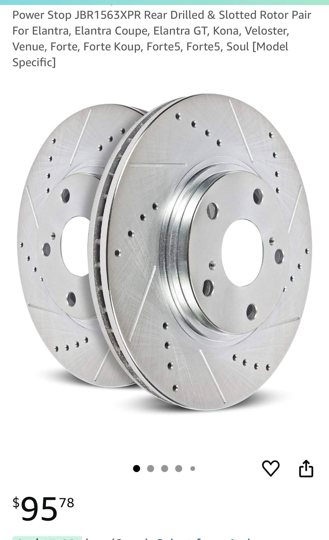 Rear Drilled & Slotted Rotor Pair For Hyundai