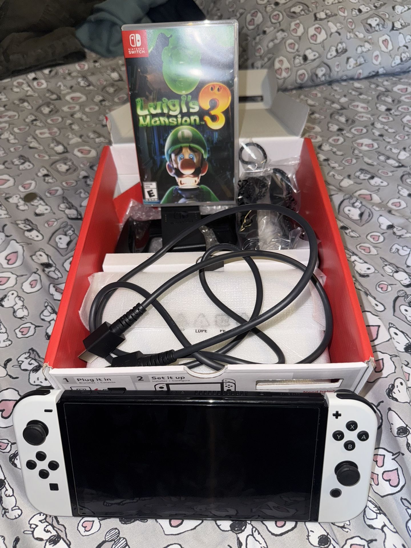 Nintendo Switch OLED (White) + Game - Good Condition