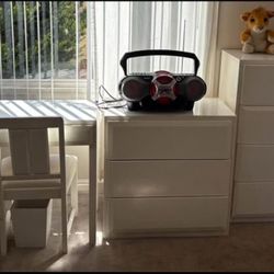 complete room with bed, two dressing table, nightstand, desk for young people