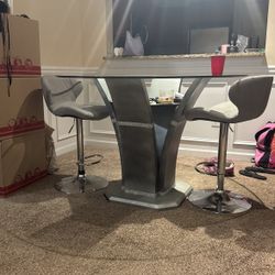 High Top Table And 2 Bar Stools.  