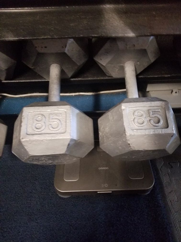 85 lb hex dumbbell set