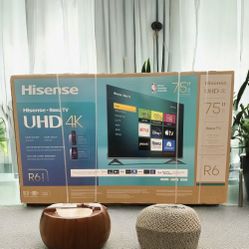 HD263 75” Hisense smart 4k Roku led tv floor model 