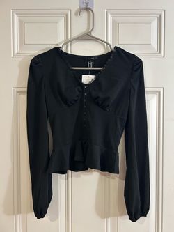 Peasant-Sleeve Lace-Trim Crop Top