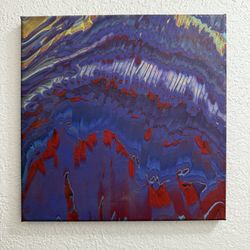 Painting Purple Abstract Acrylic Pour 