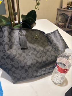 Large black and gray coach handbag