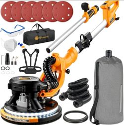 Dustless Drywall Sander with Vacuum Dust Collector, 950W Electric Wall Sander with Labor-Saving Strap, 9 Variable Speed RPM, LED Light for Pop