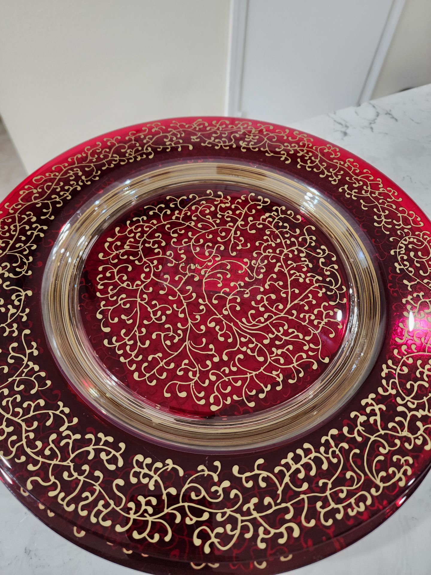 PIER 1 RUBY RED PLATTER SERVING PLATE 13"