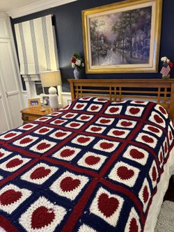Crocheted Patriotic Quilt Queen Size 