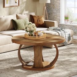 Round Coffee Table with Open Curved Base