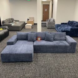 Lounge Style Frameless L-Shaped Sectional Sofa Couch