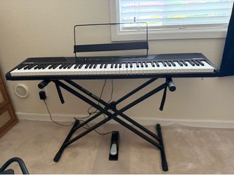 Piano Keyboard + stand + sustain pedal + cover