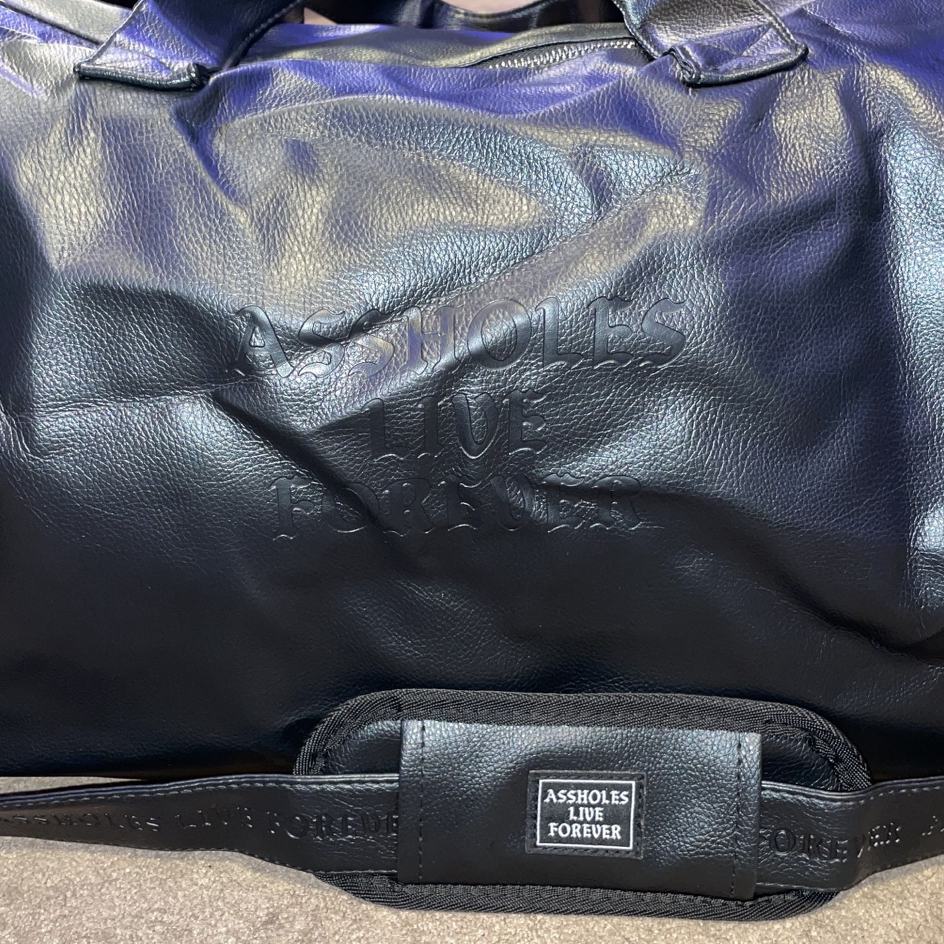 “DRUG MONEY” Leather Duffel Bag by 'Assholes Live Forever' Brand