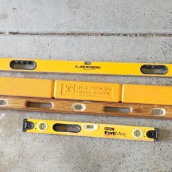 One 6 foot Johnson level. One 4 Foot level with case. One 2 Foot Stanley level.