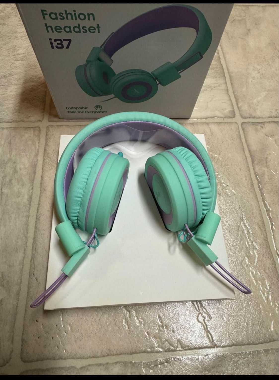 Headphones Foldable Adjustable • On Ear Headphones• Green/Purple