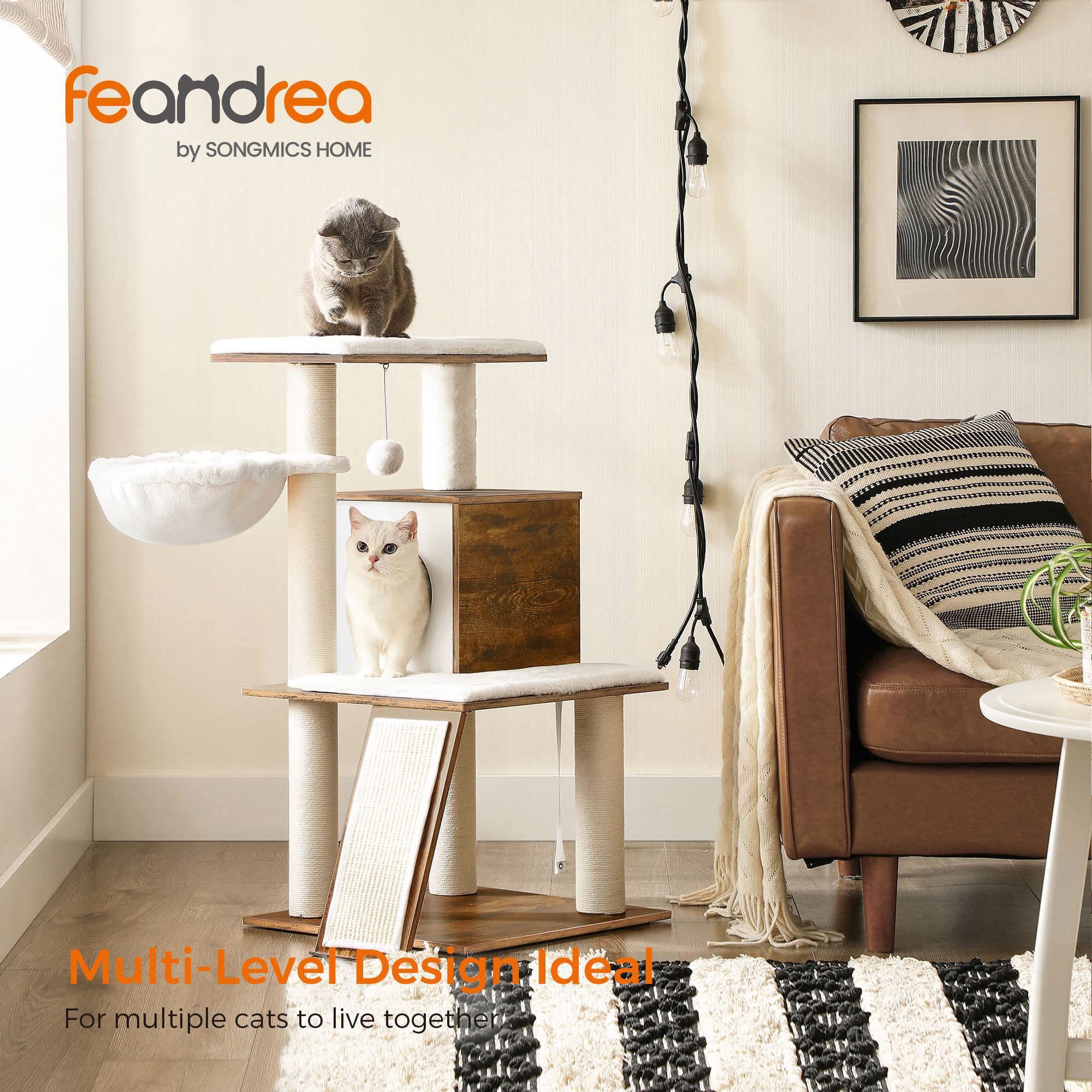 New Modern Cat Tower, Wood Cat Condo Furniture with Scratching Posts for Large/Small Cats