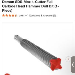 DIABLO 1-1/8 in. x 16 in. x 21 in. Rebar Demon SDS-Max 4-Cutter Full Carbide Head Hammer Drill Bit (1-Piece)