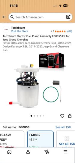 Electric fuel pump assembly for Dodge Durango and Jeep Grand Cherokee