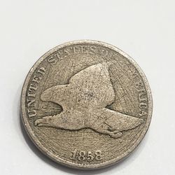 1858 Flying Eagle One Cent Coin - Antique U.S Penny