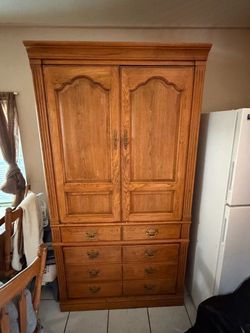 Hard Wood Armoire with Drawers