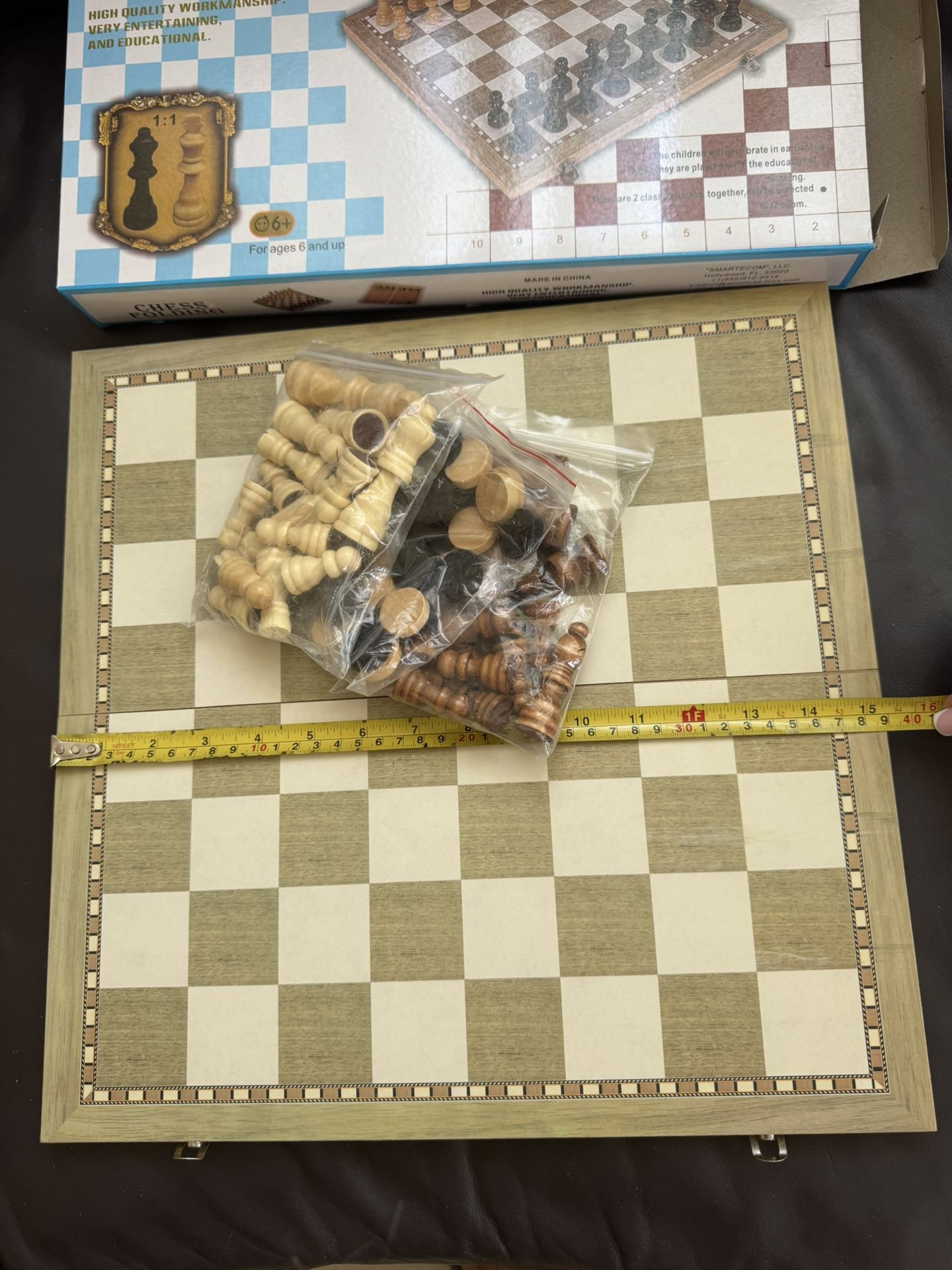 Folding Chess Game Set Wooden Brand New
