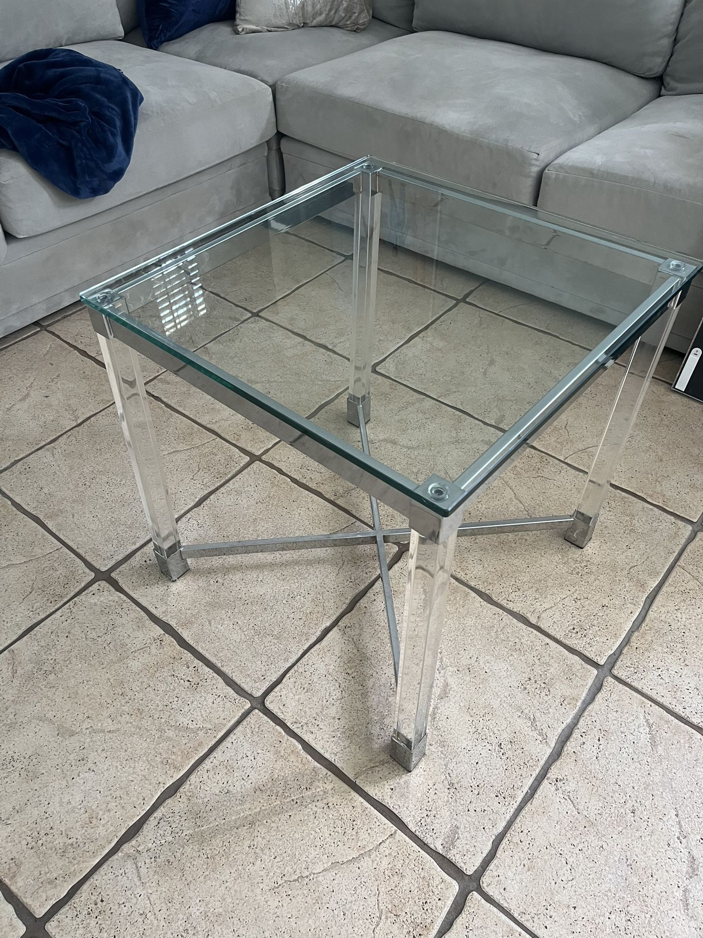 Modern Acrylic and Glass Side Table