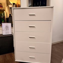 White Tall Drawer Dresser / Storage Unit