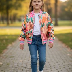 H & M Spring Floral Jacket Girls 6