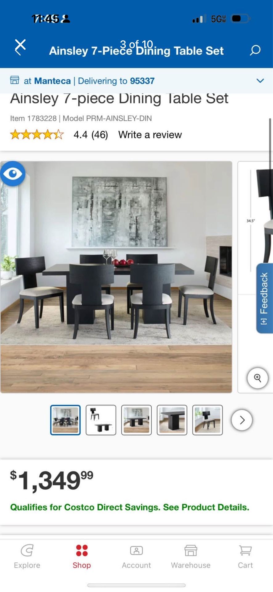 Ainsley 7-Piece Dining Table Set couple marks on top of table $500