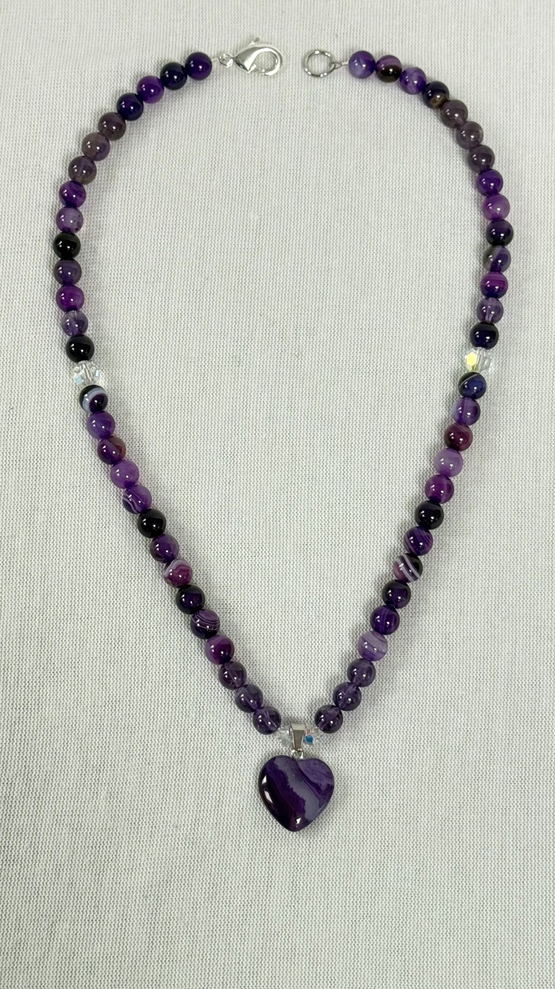 Crazy Purple Ecstasy Handmade Necklace w/ Purple Agate, Amethyst & Austrian Crystals 