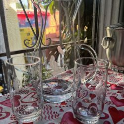 Princess House Pitcher And 2 Glasses 
