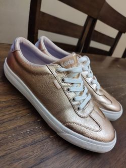 Keds Jump Kick T-Toe Metallic Leather Sneakers Sz 9.5