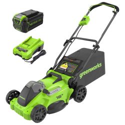 40V 16" Cordless Battery Brushless Push Lawn Mower w/ 4.0Ah Battery & Charger 