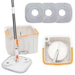 Spin Mop and Bucket Set with Self Separation Dirty and Clean Water System