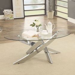 Brand New Glass Chrome Coffee Table
