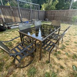 Glass Patio Table With 6 Chairs