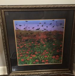 Framed Picture Of Red Flowers