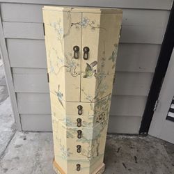 Jewelry Hexagonal Armoire  Chinoiserie Vintage