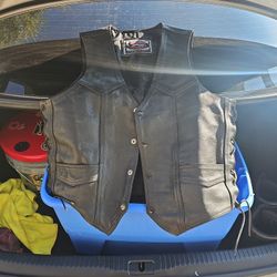 River Road Black Leather Vest.