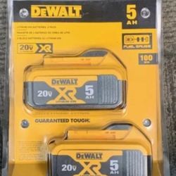 Brand New DEWALT 20 Volt 20v Max XR Li-Ion 5.0 AH Batteries 