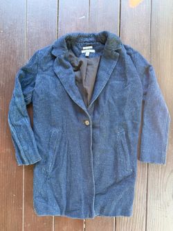 Zara Trafaluc Premium Denim Dark Blue Long Blazer Jacket Size Women’s S