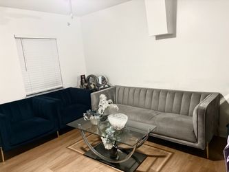 Channel Tufted Velvet Sofa Set MUST GO !!